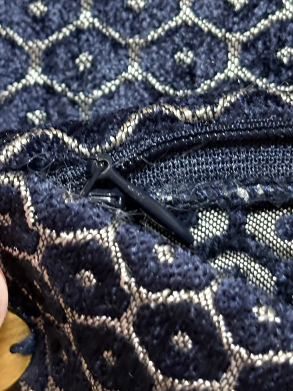 West Elm Navy Blue Velvet Pillow Sham Rayon Cotton Blend Geometric 18x18